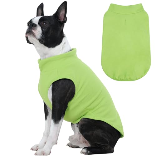 FUAMEY Dog Fleece Vest for Medium Dogs,Warm Stretchy Dog Sweatshirts Pullover with Leash Hole Dogs Sweater Soft Pet Turtleneck Cozy Pet Vest Lightweight Sleeveless Green M Medium Green