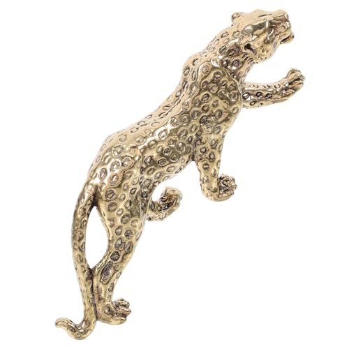 GETAJGHSD Statue de léopard rétro en laiton - Décoration de table - Figurine animale unique pour vintage - Durable et comme objet de collection