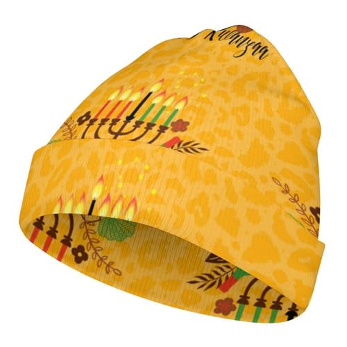 Happy Kwanzaa Kids Beanie Hat for for Girls Boys Children Cap Winter Knitted Chemo Cancer Headwear Accessories Gifts Decoration Black