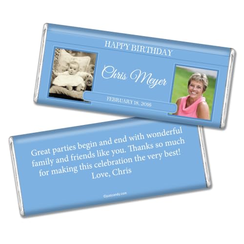 25ct Custom Photo Adult Birthday Candy Bar Wrapper Gifts - Cornflower Blue