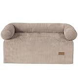 By Cee Cee Original Hundedecke Sofa - Hundedecke Sofa - Hundekorb - Premium - Komplett abnehmbar - Rippenstoff - Mokka Taupe - 120x90 - Größe L