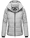 MARIKOO Basic Damen Steppjacke kurz mit Kapuze Radaa 16 Light Grey Gr. M