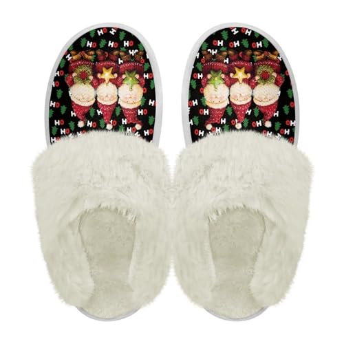Womens Cotton Slippers With Plush Edges Indoor Outdoor Shoes Anti-Skid TPR Sole Bathroom Bedroom Slippers2