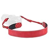 MegaGear SLR、DSLR Sierraシリーズ本革カメラショルダーまたはネックストラップ、レッド