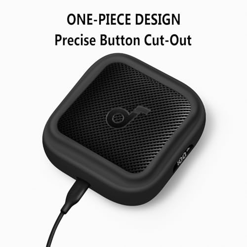 Image of Geiomoo Silicone Cover for Anker Soundcore Boom Go 3i Case, Soft Flexible Scratch Resistant Protective with Carabiner (Black)