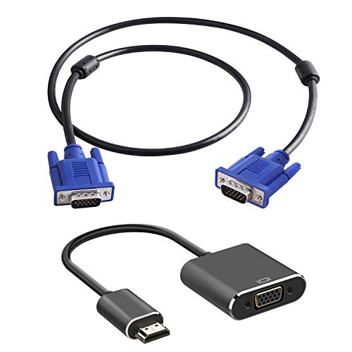 Pasow VGA to VGA Monitor Cable 3 Feet + HDMI to VGA Adapter (Male to Female) 1080P