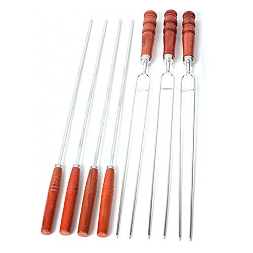 WSSZZ319 BBQ Forks with Bag Camping Hot Dog Skewers BBQ Forks Barbecue Tool 7Pcs