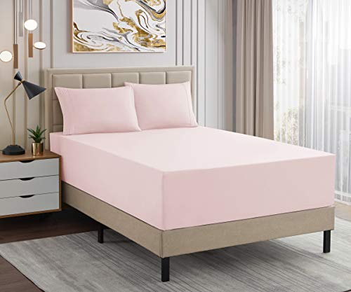 Image of 1500 Supreme Collection Extra Deep Pocket Sheets Set - Luxury Soft Bed Sheets, Wrinkle Free, Bedding, Over 40 Colors, 21 inch Extra Deep Pocket, Full, Pale Pink