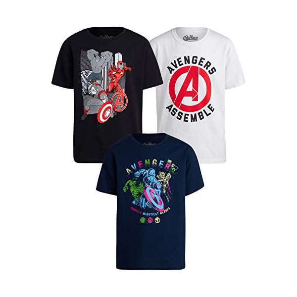 Marvel Avengers Boys 3 Pack T-Shirts - Spider-Man, Hulk, Captain America (Toddler/Little Boys)