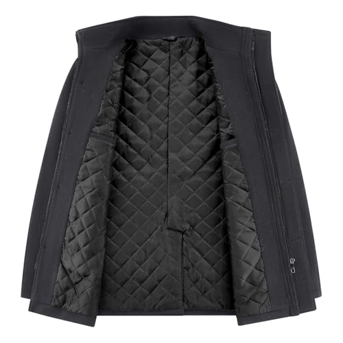 MODFUL Men's Wool Coat Mid Length Warm Casual Overcoat Peacoat Trench Winter Jacket (Black, 2XL) - Image 4