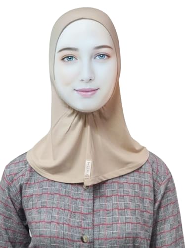 Image of TCP Women's Ninja Beige Jersey Cap, under scarf Neck Covering Hijab Tube cap Age 16+ years