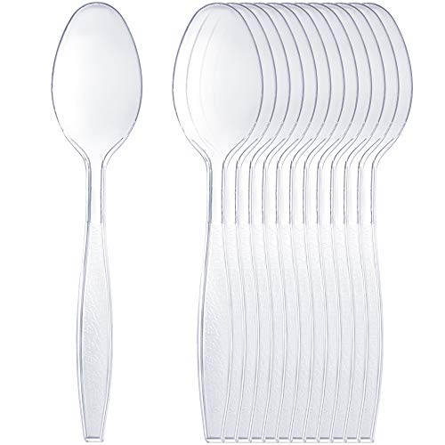 Netko Clear Plastic Tea Spoons - Heavyweight Disposable Cutlery Utensils 300 Pack