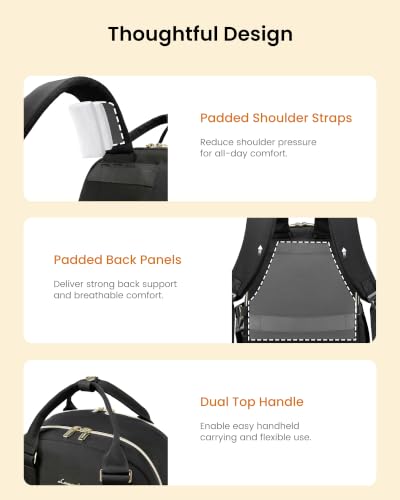 Image of LOVEVOOK Laptop Backpack for Women with Giant Tumbler Holder Pocket, 15.6 inch Laptop Computer Bag Travel Backpack Purse, Waterproof Work Nurse Teacher Bag College School Bookbag, Black & Beige