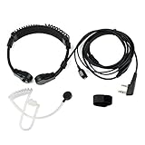 Retevis Adjustable Throat Mic Walkie Talkie Earpiece with Mic, Covert Tube, Finger PTT, for RT22 RT68 RT21 H-777, Compatible with Pxton Baofeng Kenwood Walkie Talkie, 2 Way Radio Headset(1 Pack)