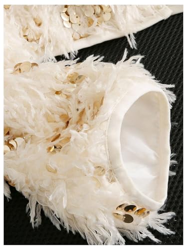 MakeMeChic Girl's Fuzzy Sequin Bow Knot Jacket Crew Neck Long Sleeve Y2K Party Coat Outerwear4