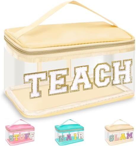 Teacher Appreciation Gifts Chenille Letter Clear Makeup Bag TEACH...