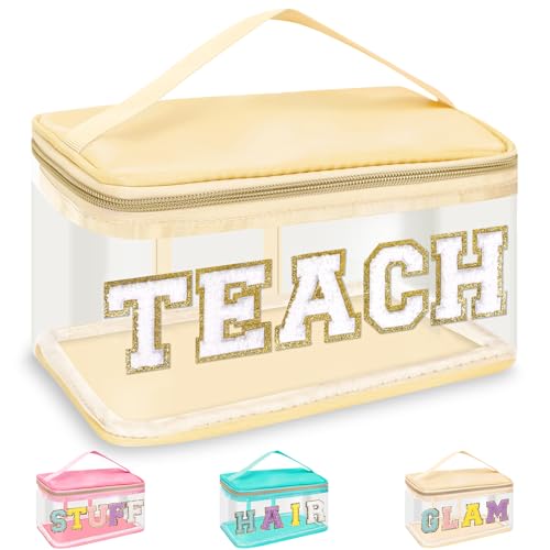 Teacher Appreciation Gifts Chenille Letter Clear Makeup Bag TEACH...