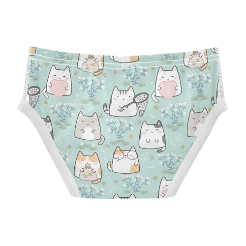 Boys' Exclusive Briefs Toddler Underwear 95% Combed Cotton Boxerbriefs 2T Adorable Cat and Floral Pattern 562