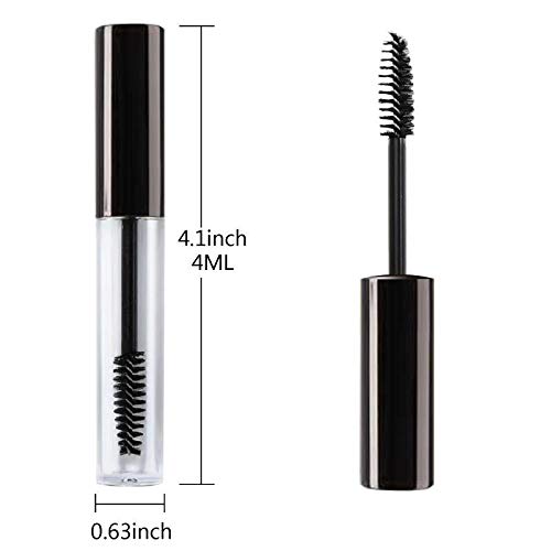 20Pcs 4ml Empty Mascara Tube and Wand, DIY Mascara Container with Cap,eyelash Tubes Vials Bottle with Rubber Inserts and Funnels Kit for Castor Oil(Black)
