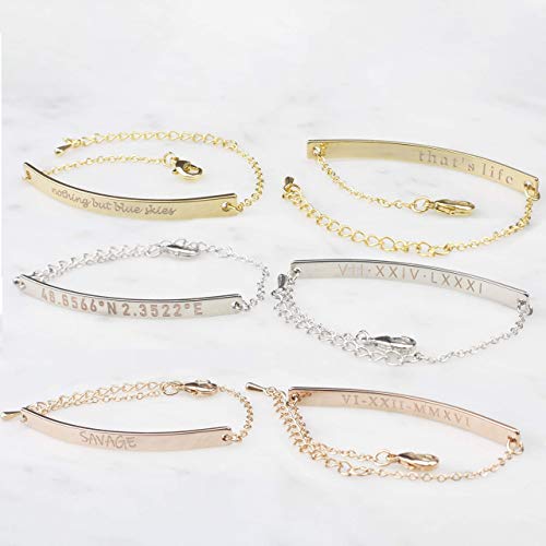 Personalized Bracelet Women Custom Bracelet Engraved Bracelet Mom Gift Daughter Sister Bracelet Roman Numeral Bracelet Best Friend FB-06