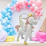 Risipu Pack of 2 3D Unicorn Balloons, Aluminum Foil Balloon Set, Walking Unicorn Decorations, Children's Birthday Decorations (2PCS - Matte Pink Unicorn) - Image 6