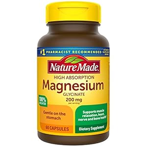 Nature Made Magnesium Glycinate 200 mg per Serving, Dietary Supplement for Muscle, Heart, Nerve and Bone Support, 60…