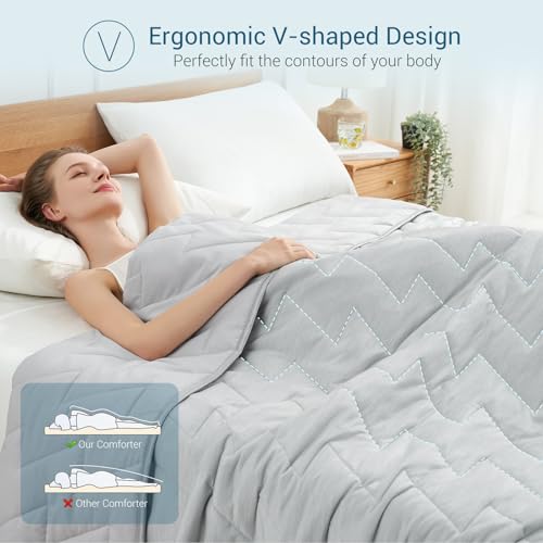 Image of Elegear Cooling Comforter Queen Absorbs Body Heat to Keep Cool, Cooling Blanket for Hot Sleepers Japanese Arc-Chill 3.0 Cool Tech Fabric Summer Comforter Hypo-Allergenic Cooling Quilt