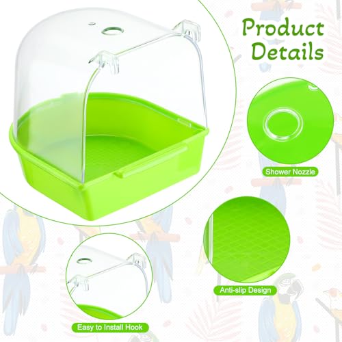 Image of Honeydak 3 Pieces Clear Bird Bath for Cage Parakeet Bird Cage Accessories Hanging Bath Box Parrot Bathing Tub with View for Cockatiel Conure Canary Budgies Parrots (Fresh Color)