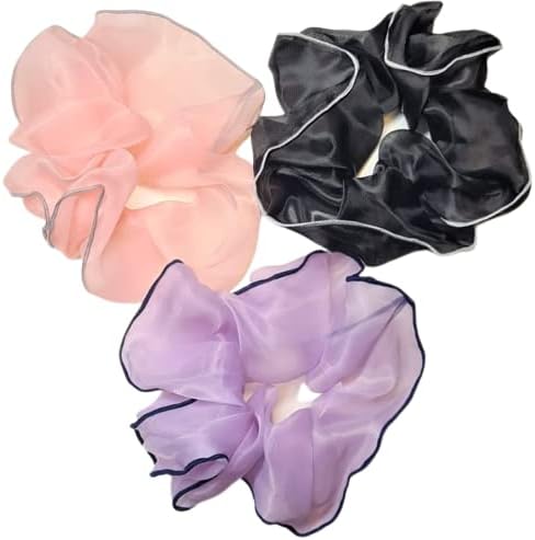 Hair Scrunchies Oversized Extra Large Soft Organza Scrunchy Hair Bands Scrunchy Hair Ties Ropes Elastics ,Fashion Ponytail Hair Tie , Ponytail Holder Hair Accessories Headbands for Women Girls