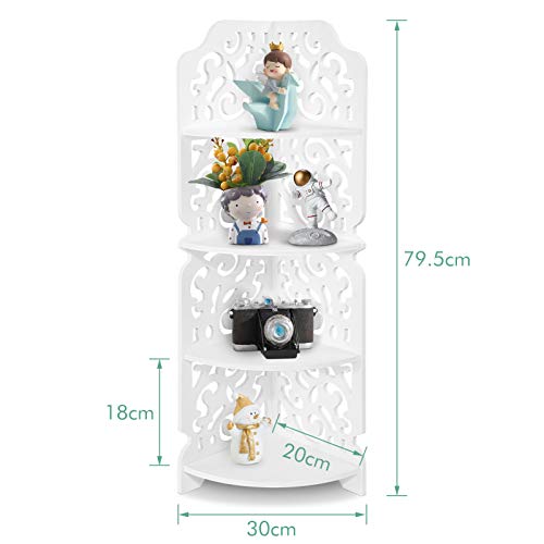 4 étages Étagère d'angle Meuble d'angle Rangement Meuble de Rangement Bibliothèque d'angle Bibliothèque de Rangement Étagère de rangement pour Salon Chambre Cuisine Balcon Salle de Bain 22 x 18 x 80cm - Image 8