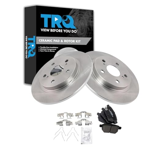 Image of TRQ Rear Brake Pad and Rotor Set Ceramic Compatible with 2016 Scion iM 2008-2015 xB 2017-2018 Toyota Corolla iM 2009-2013 Matrix