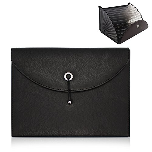 GossipBoy carpeta archivador tipo acordeón. maletín portadocumentos Portátil de piel sintética para negocios. Bolsa A4 y tamaño de carta, 13 bolsillos