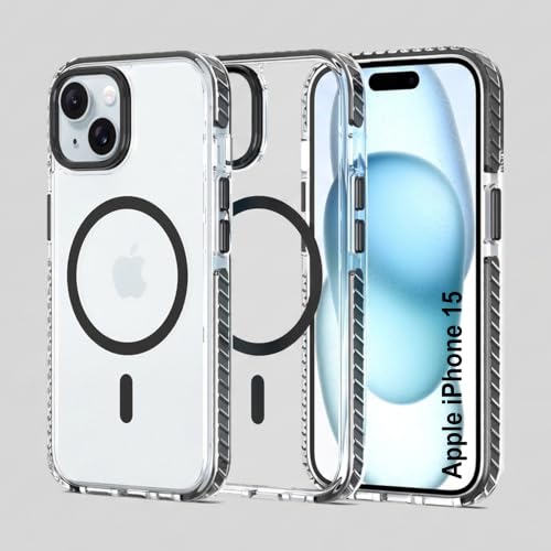Image of Zapcase Crystal Clear Back case for iPhone 15 | Hard PC Back | TPU Bumper with Inner Rubber Grip | Metal Camera Guard Bezel | Metal Buttons | Scratch Resistant Cover | 2 Layer Edge Protection | Black