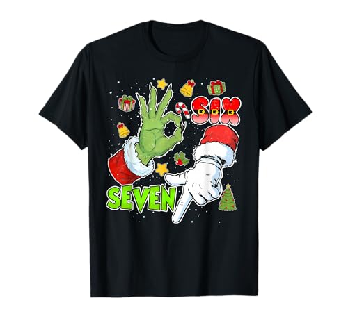 Six Seven 6 7 Gen Z Alpha Meme Slang Merry Christmas Holiday T-Shirt