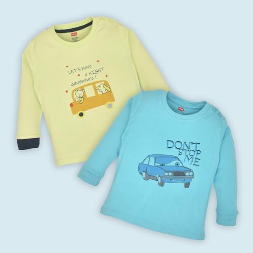 Image of LuvLap Baby Boys Regular Fit 100% Cotton Full Sleeve Boys T-Shirt, Pack of 4