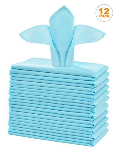 Cieltown Polyester Cloth Napkins 1-Dozen, Solid Washable Fabric Napkins Set Of 12, Perfect For Weddings, Parties, Holiday Dinner (17 X 17-Inch, Baby Blue) #TOP5
