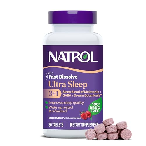 Natrol Ultra Sleep 3-in-1 100% Drug-Free Sleep Aid Blend with Melatonin, GABA & Botanicals, Dietary...