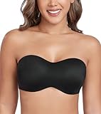 HACI Women's Unlined Strapless Bra for Plus Size Minimizer Seamless Underwire Large Bust Bandeau(Black,36DDD)