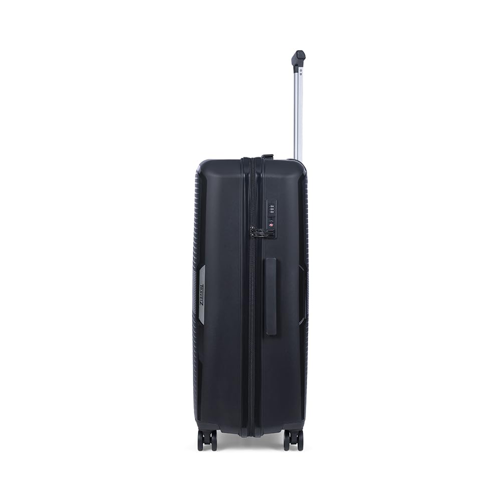 TravelZ Swinger Duża walizka podróżna 105ltr - Twarda walizka z zamkiem TSA i 4 kółkami (Czarny, 78cm)