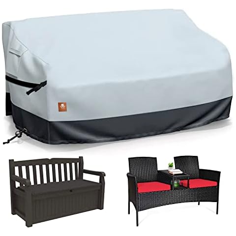 Outdoor Loveseat Covers,Heavy Duty Waterproof Patio Bench Sofa Couch Cover,Rip-Stop Anti-Fade Yarn-Dyed 600D Polyester Cloth,Patio Furniture Cover with Buckle Strap/Drawstring/Air Vent,56"Wx25"Dx34"H Cover