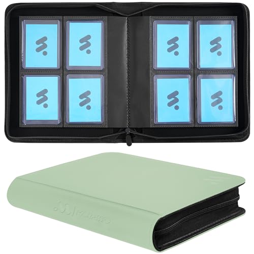 MORABTO Top Loader Binder, Holds 128 Top Loaders,4 Pocket Top Loader Binders for 3" x 4" Rigid Cards,Card Album Folder for Hard Plastic Top Loaders