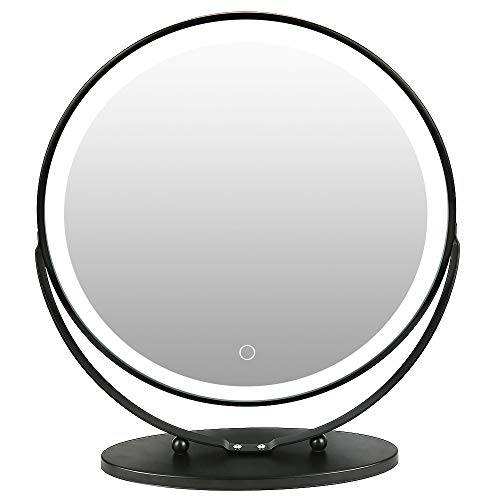 shunyi fashion Kosmetikspiegel mit LED Licht, Schminkspiegel Beleuchtet für Schminken Rasieren, Drehbares Makeup Spiegel mit Touchschalter 50 * 50cm Cover