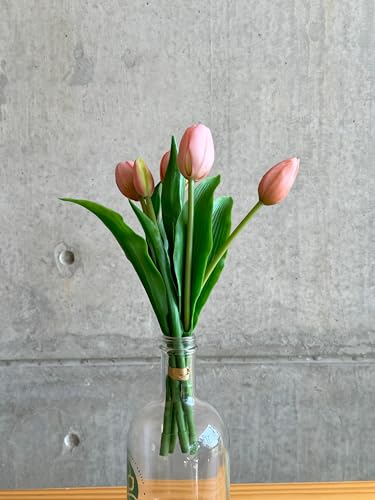 Image of PAPERI Artificial Flowers for Vase - Decorative Home Decor for Living Room, Bedroom, Office Table, Centerpiece & Wedding Decoration (Pink Tulips) Pack of 5 Pcs