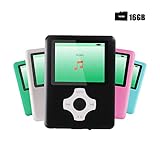 Ultrave MP3/MP4 Player with 16G SD Card, Portable Lossless Sound Player, Rechargeable MP3 Player, Also Support Ebook, Image, 1.8 inches LCD Screen MP3 Music Player - Black