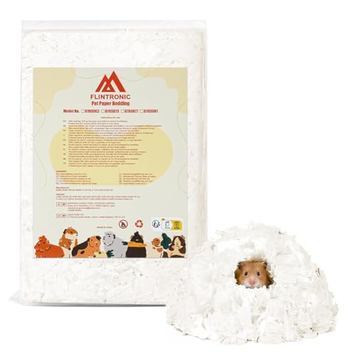 Flintronic 99% Dust-Free Paper Small Pet Bedding with Odor Control 15L Hamster Bedding Small Animal Beddings Paper Beddings for Rat Syrian Dwarf Rabbit Hamster Hedgehog