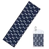 Hayyett Polka Dots Slim Ribbon Bows On Navy Blue Cooling Towels for Neck and Face 40" X 12" Cool Sweat Rags Soft Breathable Chill Ice Towel for Sport Yoga Golf Gym