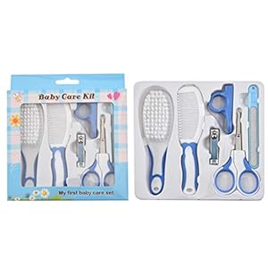 Maxtonser 6 Pcs Baby Nail Hair Daily Care Kit Newborn Kids Grooming Brush and Manicure Set Daily Care Kit (0-3 Years+),Comb and Manicure
