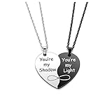 JOVIVI Set of 2 Heart Necklace for Couples Black White Stainless Steel Yin Yang Matching Puzzle Best Friends Pendant Friendship Necklace His and Hers Jewelry