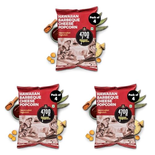 Image of 4700BC Gourmet Popcorn, Hawaiian BBQ Cheese, Pouch, 35g*4:140g (Pack of 12)