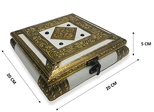 Image of RIOMAX Decorative Empty Dry Fruit Box (4 Section Box) (Rajwadi White)